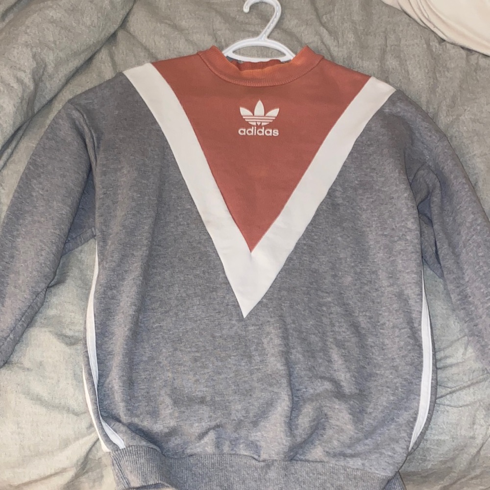 adidas Gray and Coral Crew Neck Sweater